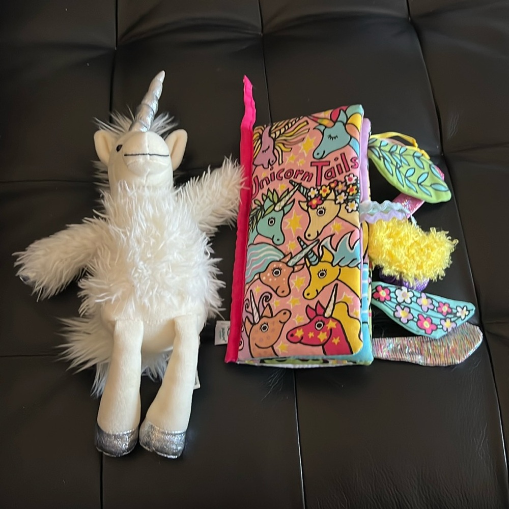 Jellycat Unicorn Tails Soft Baby Book and Unicorn